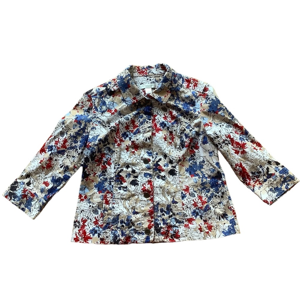 Christopher & banks multicolored button front lightweight shirt jacket sz medium